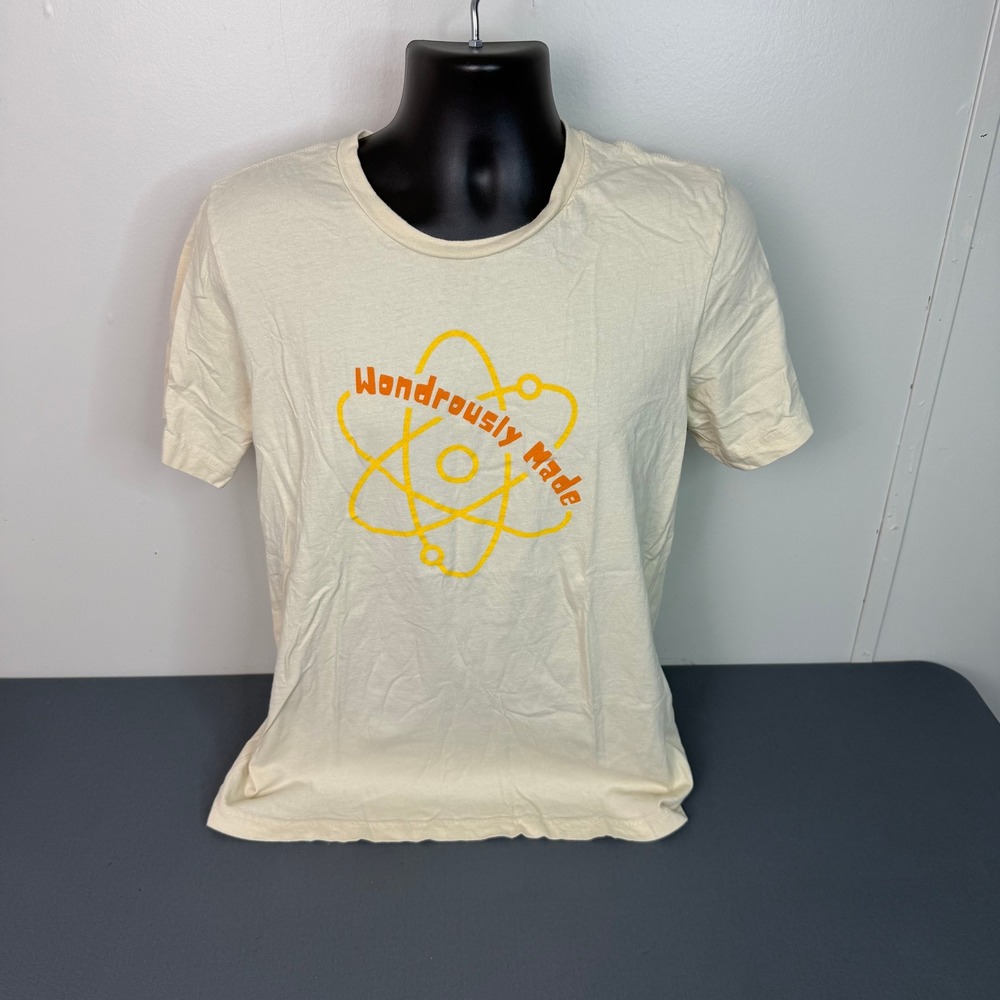 Bella Canvas T-Shirt Mens L Wondrously Made Psalm 139:14 Atom Graphic Cream Tee - Picture 2 of 6